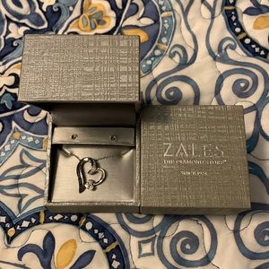 BNIB 18” sterling silv enhanced black & white Diamond accent tilted ♥️ pendant